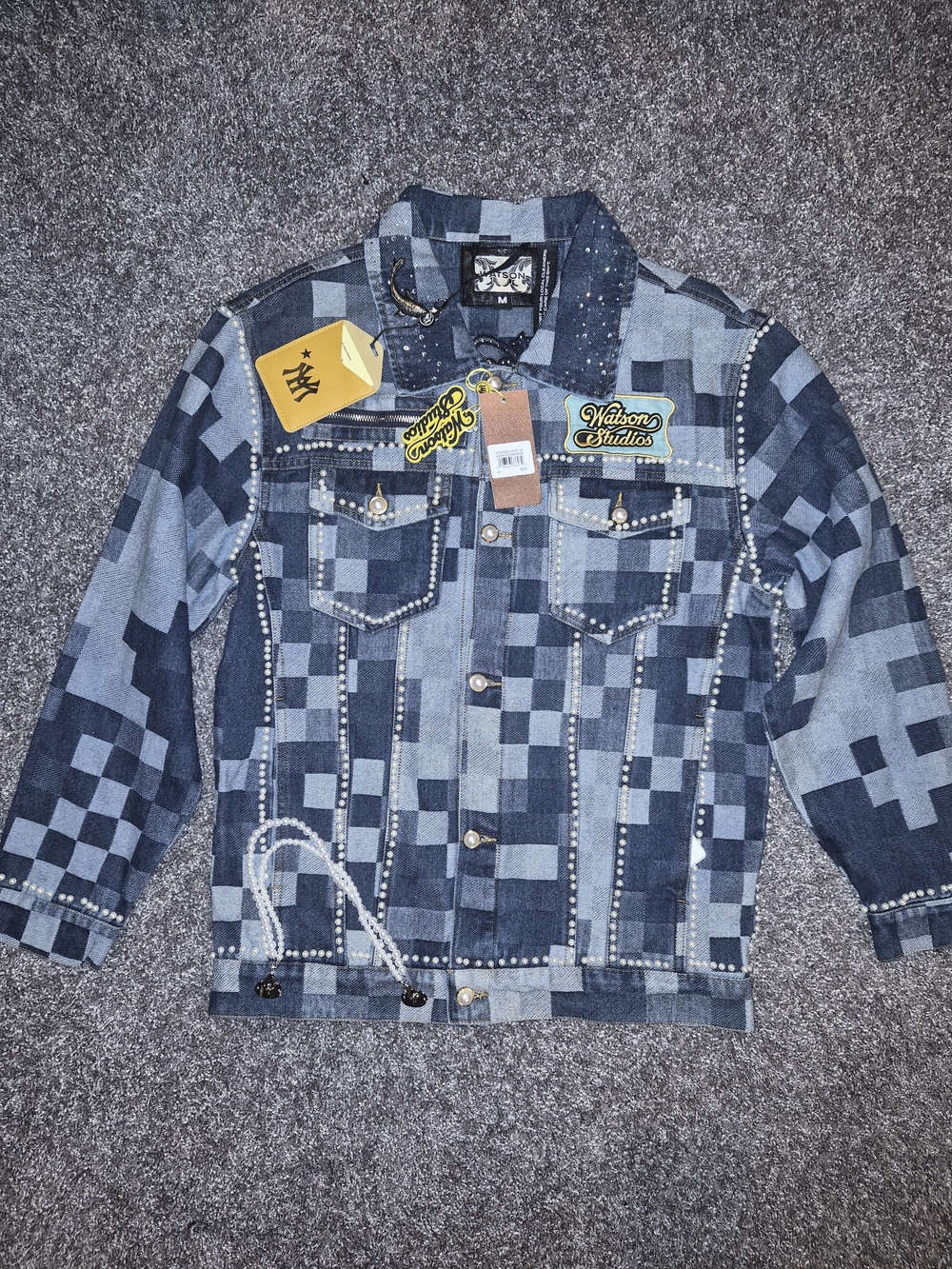 Watson Studios Men’s Blue Patchwork Denim Shirt Jacket